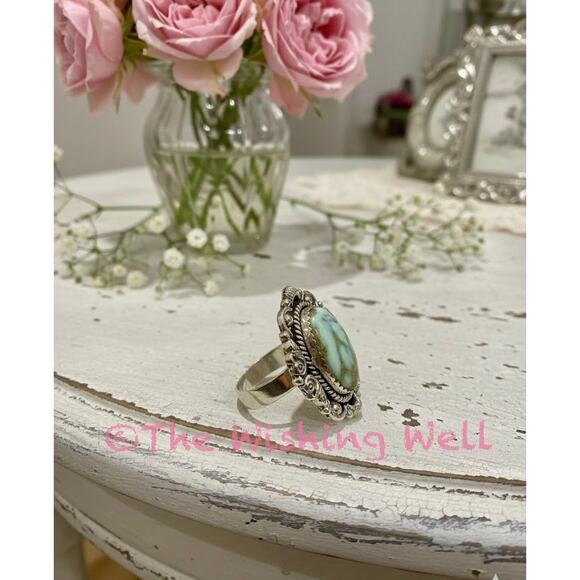 Palomino Turquoise (Varisvite) Victorian Style Oval Ring 6-10 - Picture 3 of 7